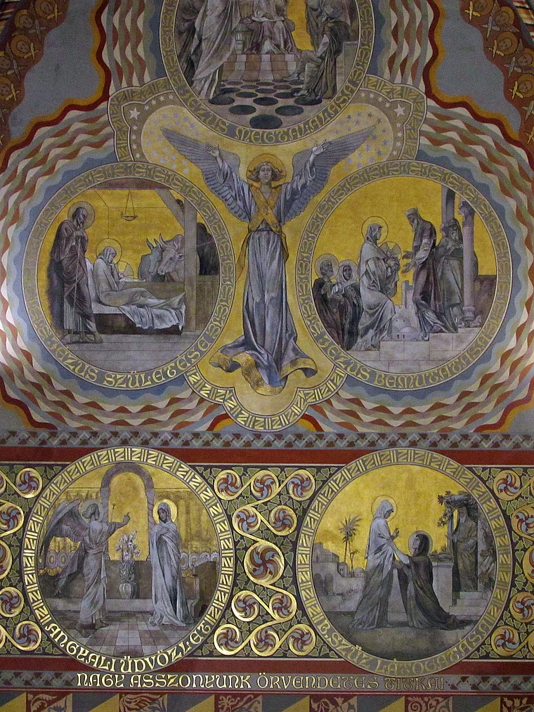 Budapest: Wandmalerei in der Matthiaskirche auf dem Burgberg