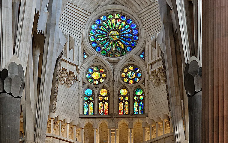 Barcelona Sagrada Familia Rückfront mit Rosette