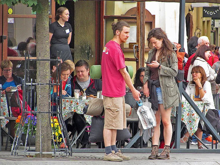 Vilnius Straßencafe am Rathaus