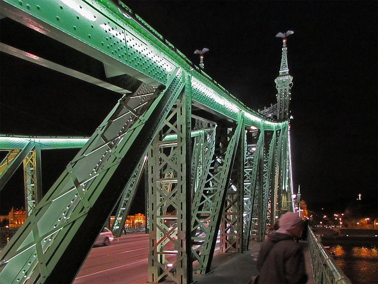 Budapest Freiheitsbrücke nah Nacht