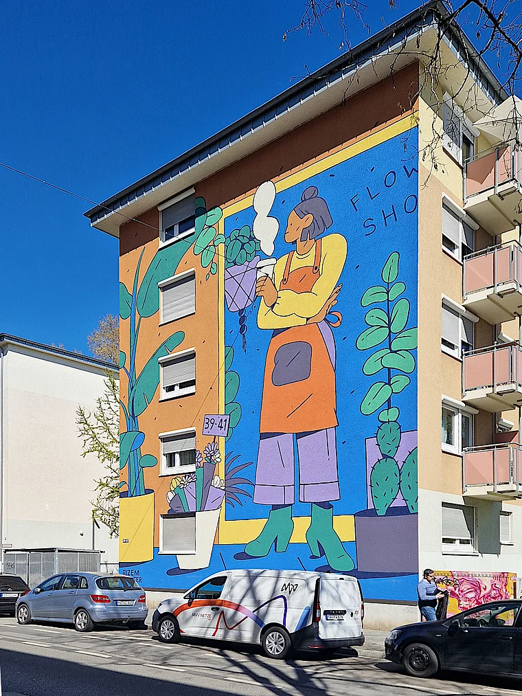 Mannheim Mural Wandgemälde Flower Shop