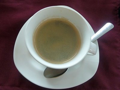 Costa Rica Valle de Orosi Panaderia Suiza Kaffeetasse von oben