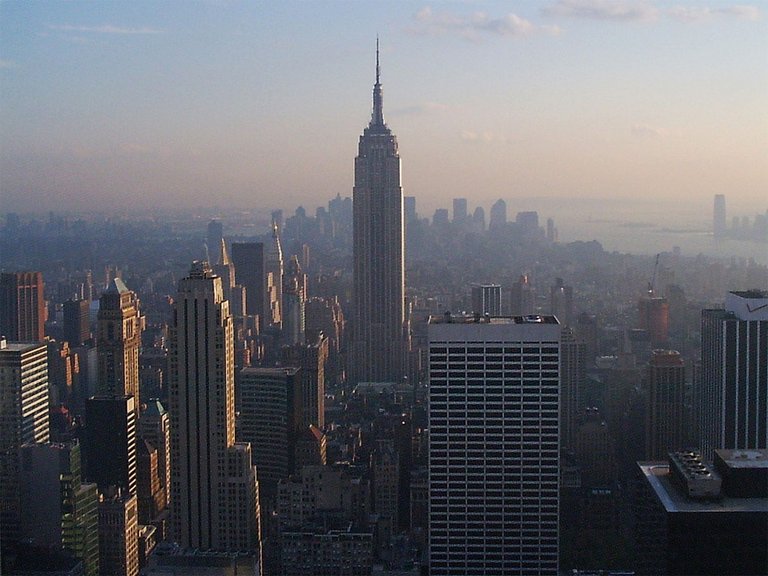 New York Rockefeller Center Blick auf Manhattan Abendlicht