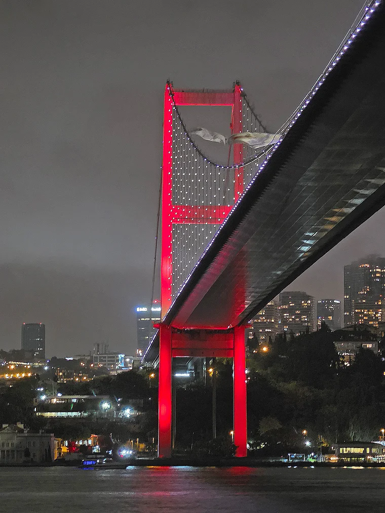 Istanbul Bosporusbrücke Pfeiler Nachtaufnahme