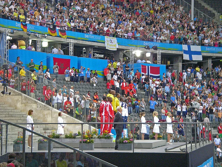 Berlin Siegerehrung Usain Bolt