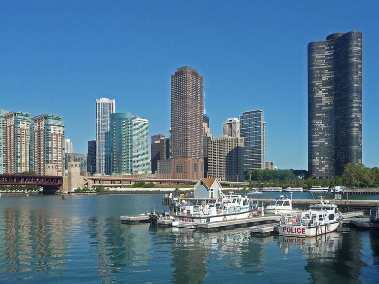 Chicago Yachthafen vor Hochhäusern