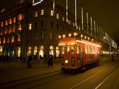 Zürich Märli Tram Nachtaufnahme