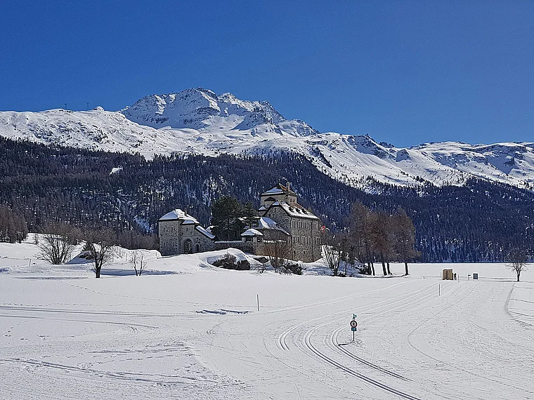 Engadin Silvaplana-Surlej Schloss Crap de Sass Winter