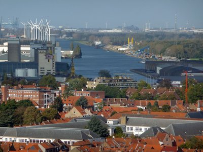Brügge Belfried Blick auf Zeebrugge
