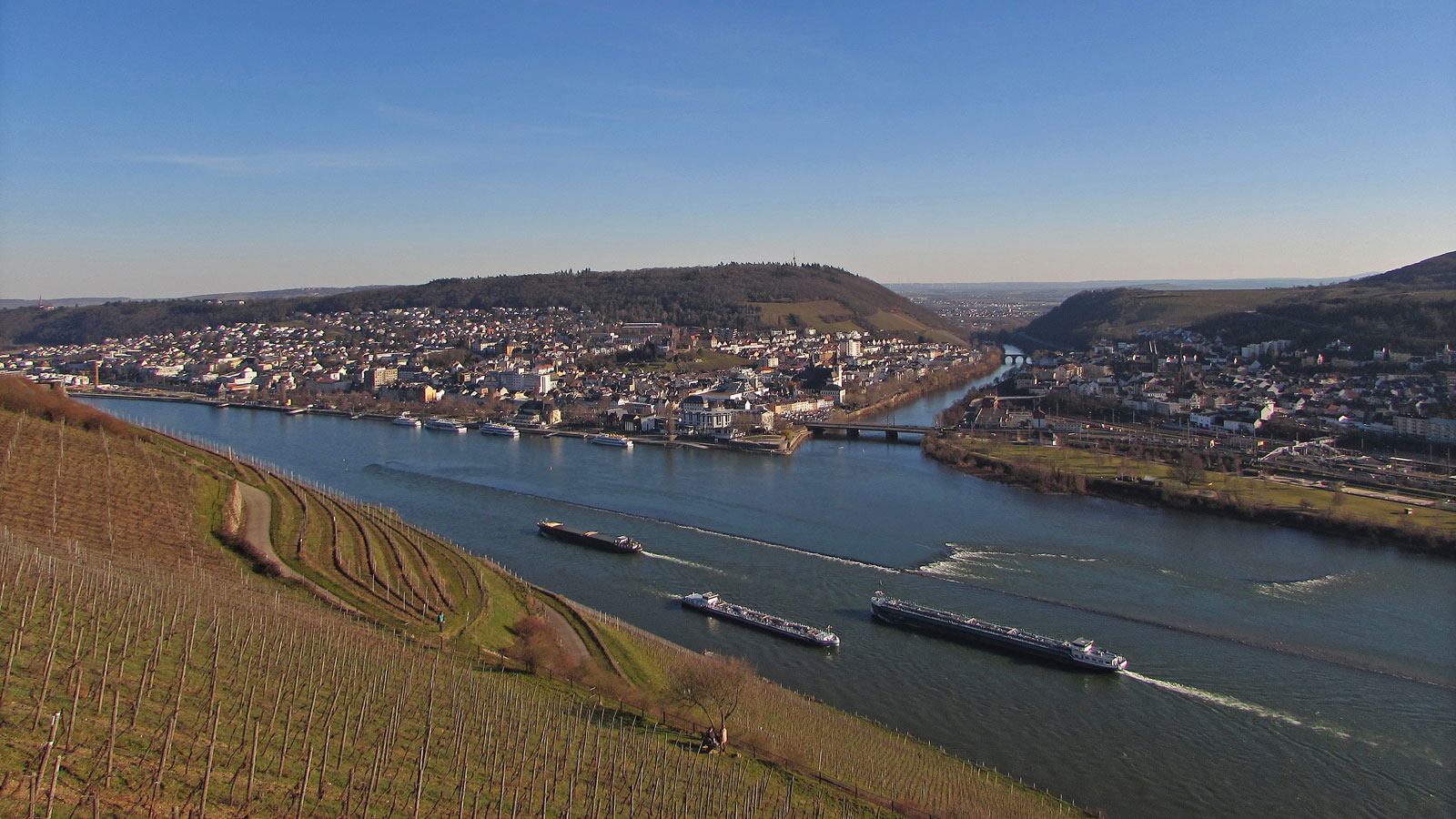 Bingen Rhein Nahemündung von fern