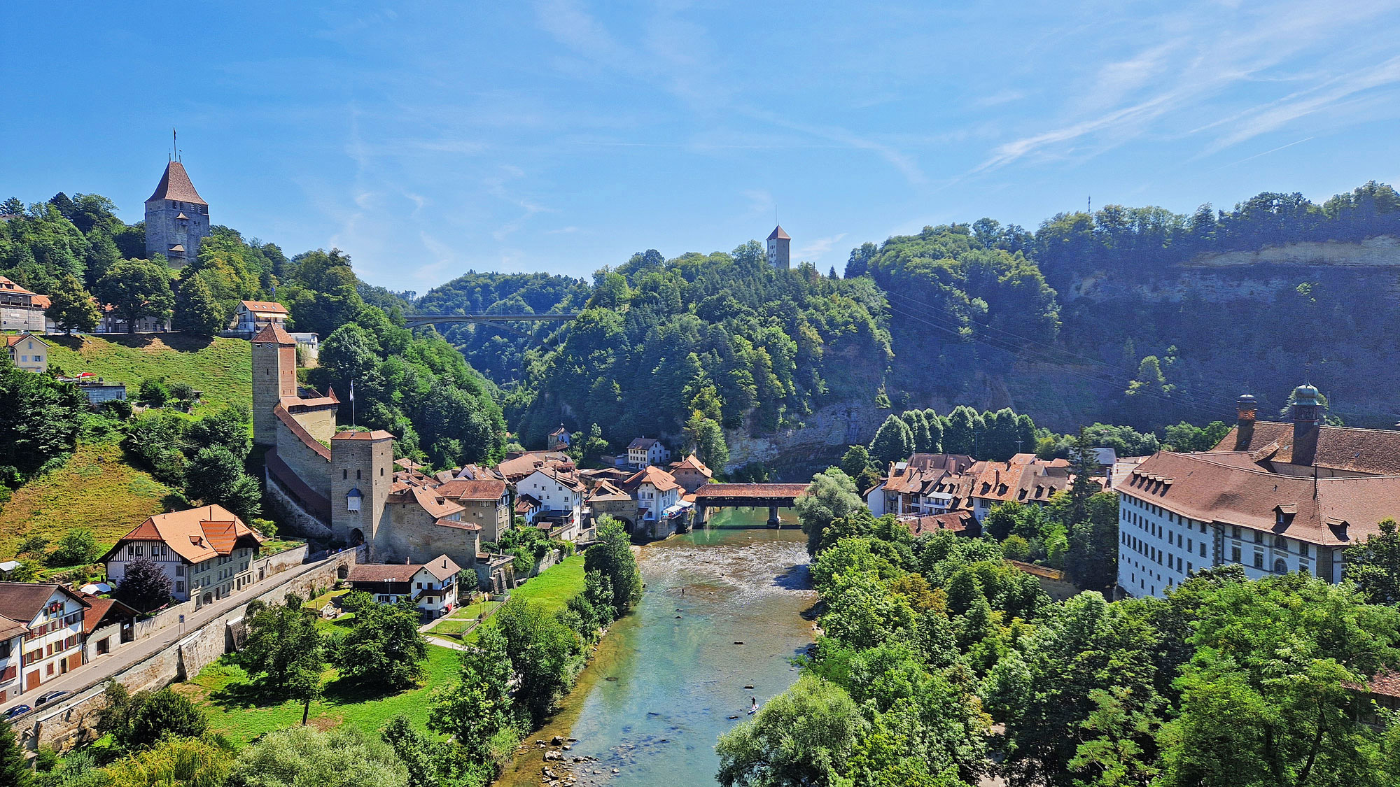 Freiburg Fribourg Zähringerbrücke Ausblick